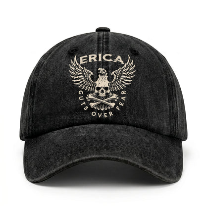 Your Name Guts Over Fear With Eagle And Skull Washed Cap ERICA 13K1 C75PF