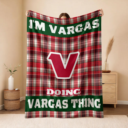 I'm Name Doing Name Things Red Plaid Fleece Blanket VARGAS 13K1 BK49
