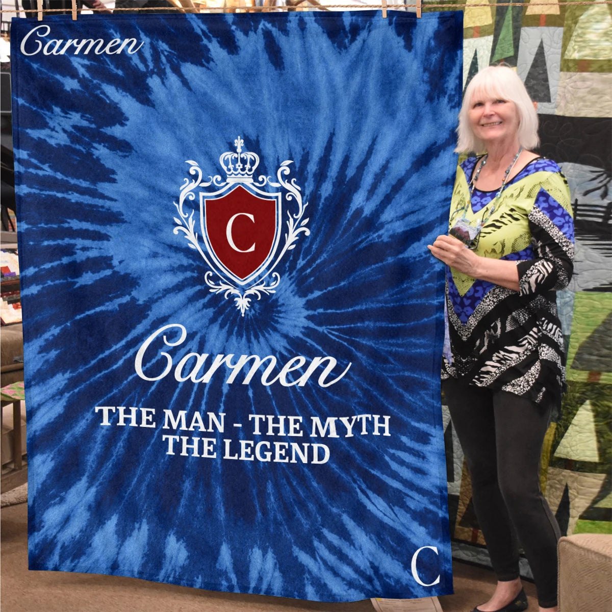 The Man The Myth The Legend Blue Waves Fleece Blanket CARMEN 13K1 BK11