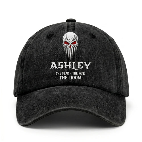 Your Name The Fear The Fate The Doom Skull Washed Cap ASHLEY 13K1 C98PF