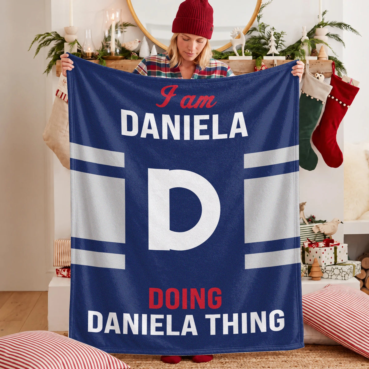I'm Name Doing Name Things Navy Fleece Blanket DANIELA 13K1 BK51