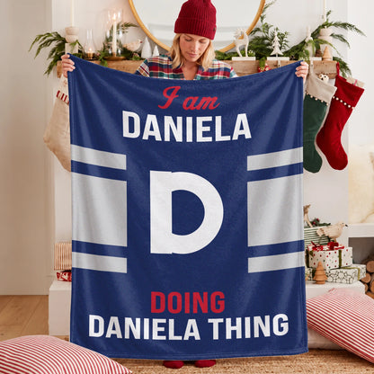 I'm Name Doing Name Things Navy Fleece Blanket DANIELA 13K1 BK51