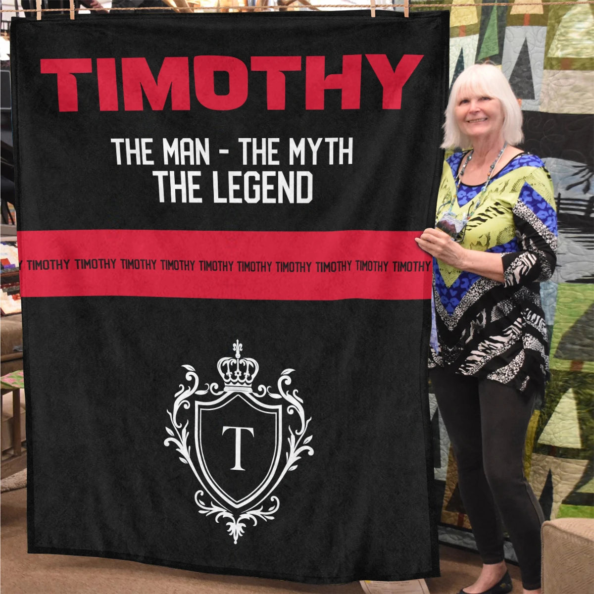 The Man The Myth The Legend Black Red Fleece Blanket TIMOTHY 13K1 BK14