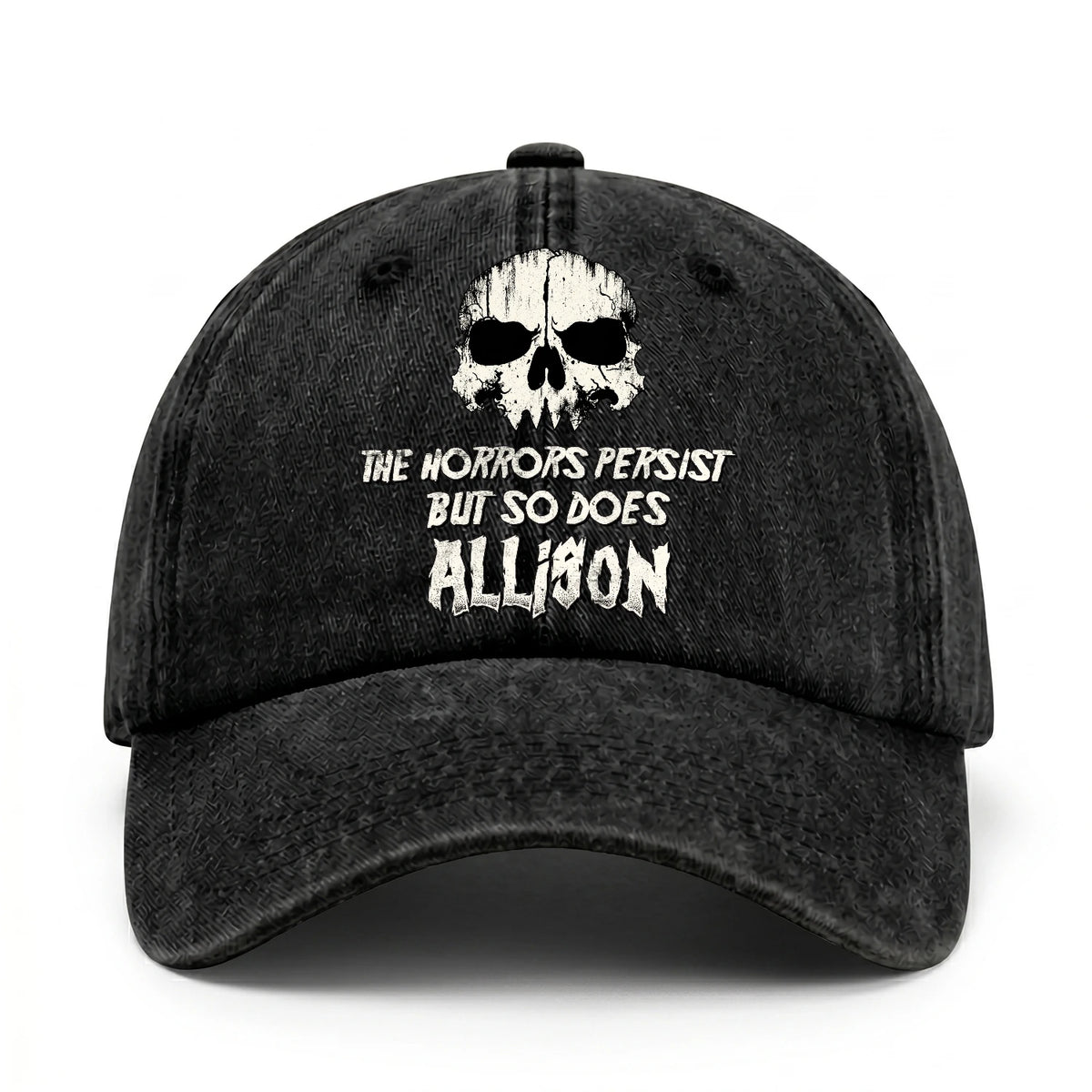 The Horrors Persist But So Does Your Name Cool Skull Washed Cap ALLISON 13K1 C134PF