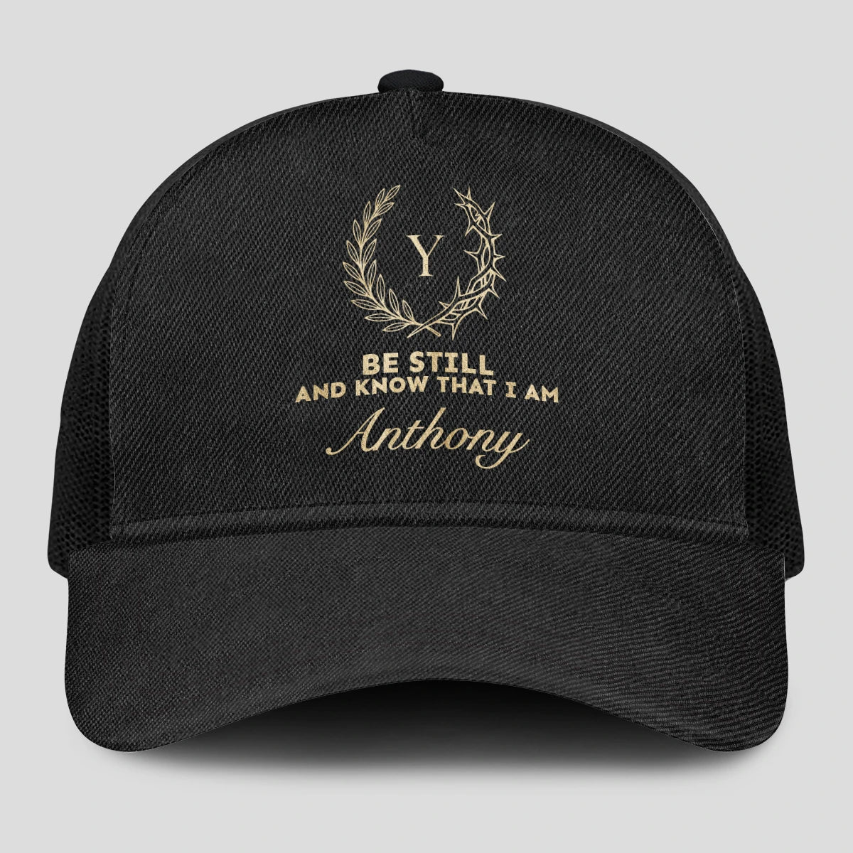 Be Still And Know That I Am Name Black Mesh Cap ANTHONY 13K1 C202PF