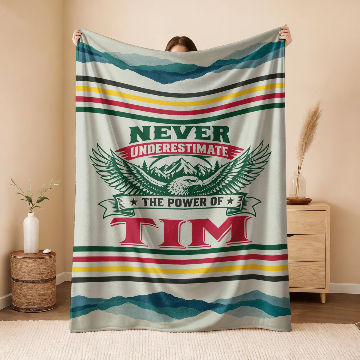 Never Underestimate Your Name Vintage Mountain Fleece Blanket TIM 13K1 BK44