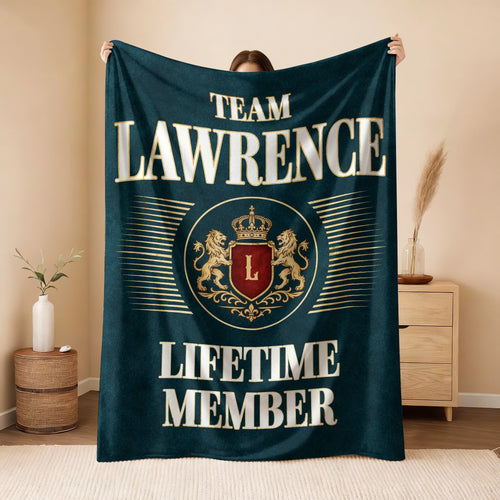 Team Your Name Lifetime Member Sage Green Fleece Blanket LAWRENCE 13K1 BK42