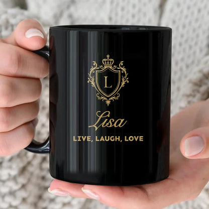 Your Name Live Laugh Love Luxury Champagne Gold Mug LISA 13K1 MG10