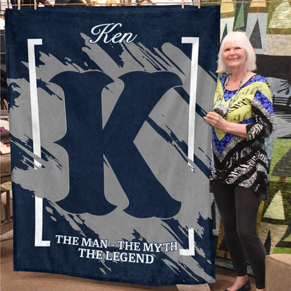 The Man The Myth The Legend Navy Baseball Fleece Blanket KEN 13K1 BK17