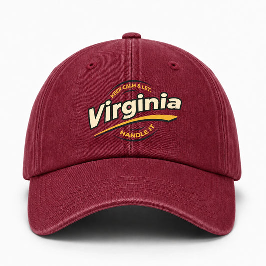 Keep Calm & Let Your Name Handle It Burgundy Washed Cap VIRGINIA 13K1 C105PF