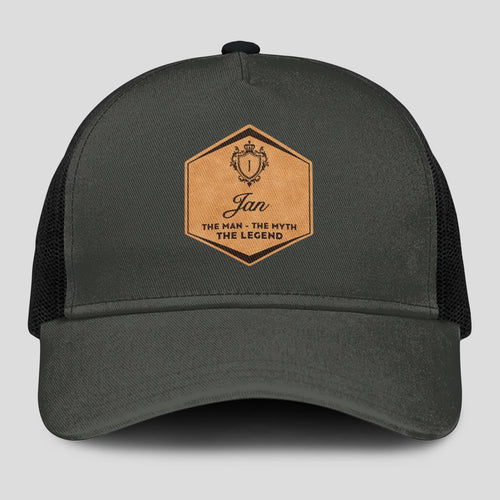 The Man The Myth The Legend Vintage Logo Gray And Black Cap JAN 13K1 C211PF