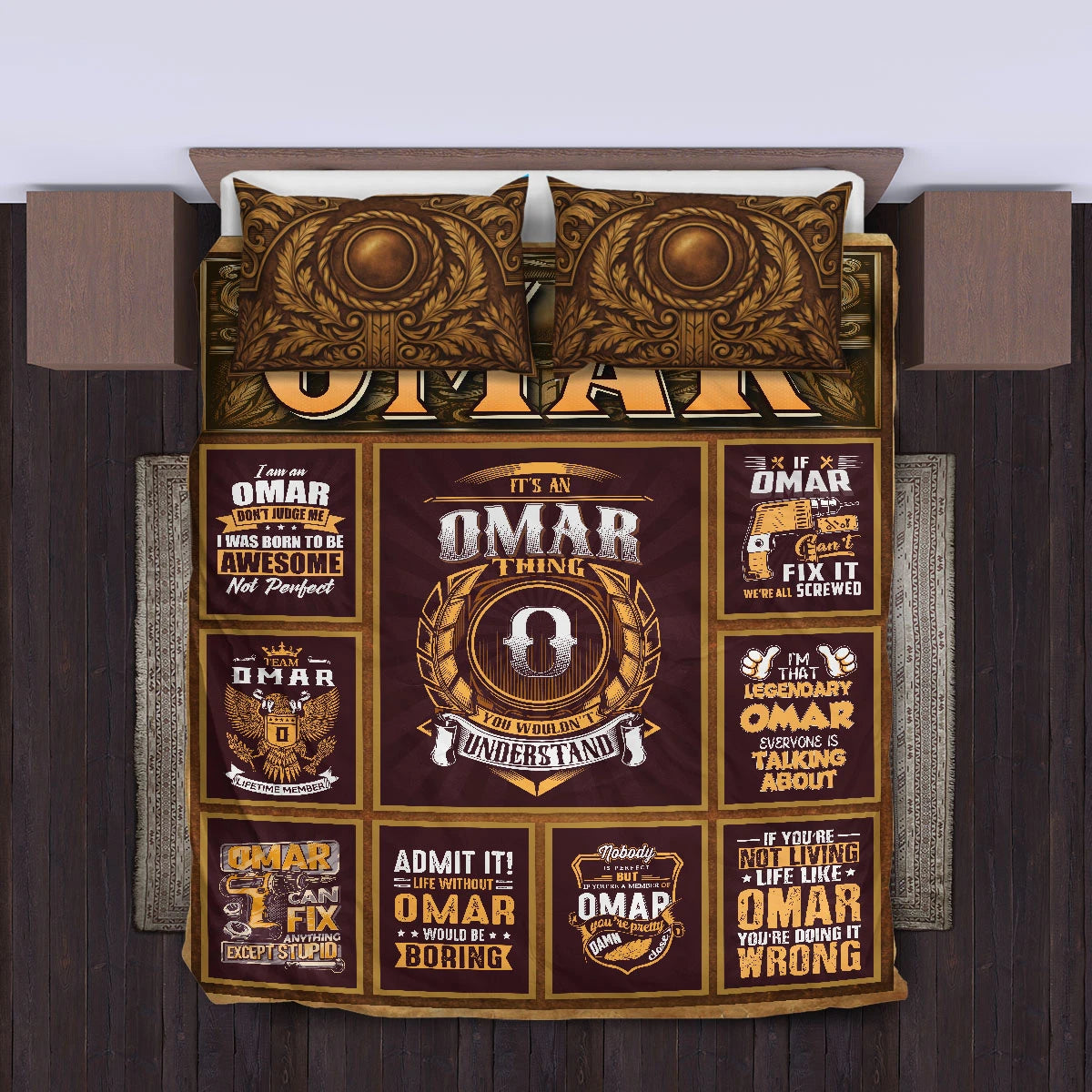 OMAR Limited Edition Personalized Bedding Set 13K1-BS3