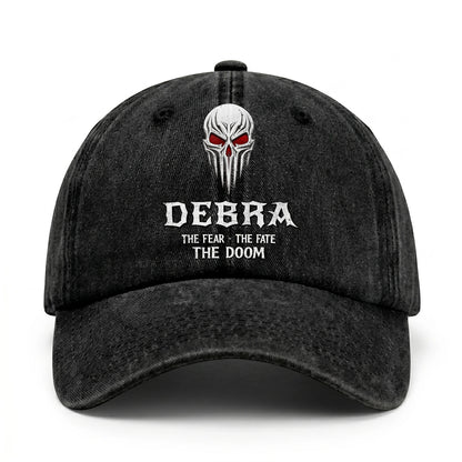 Your Name The Fear The Fate The Doom Skull Washed Cap DEBRA 13K1 C98PF