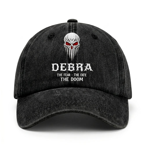 Your Name The Fear The Fate The Doom Skull Washed Cap DEBRA 13K1 C98PF