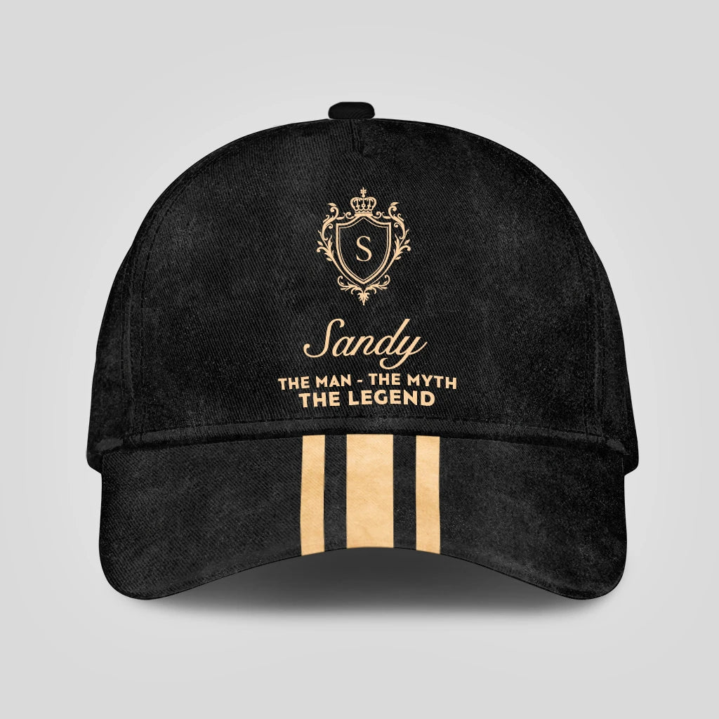 The Man The Myth The Legend Golden Stripes Black Cap SANDY 13K1 C136PF