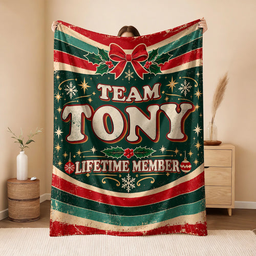 Team Your Name Lifetime Member Christmas Fleece Blanket TONY 13K1 BK52