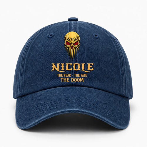 The Fear The Fate The Doom Skull Blue Washed Cap NICOLE 13K1 C97PF