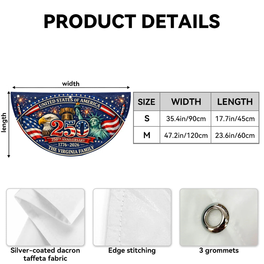 VIRGINIA 13K1-FL1 Personalized US 250th Anniversary Family Flag