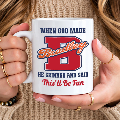 When God Made Your Name Personalized Baseball Mug BRADLEY 13K1 MG07