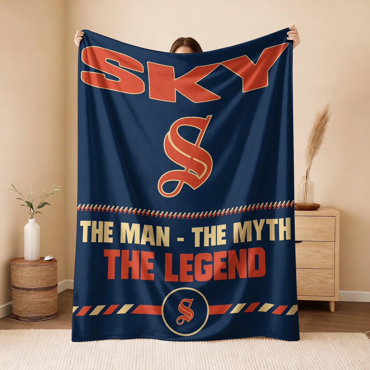 The Man The Myth The Legend Retro Fleece Blanket SKY 13K1 BK53