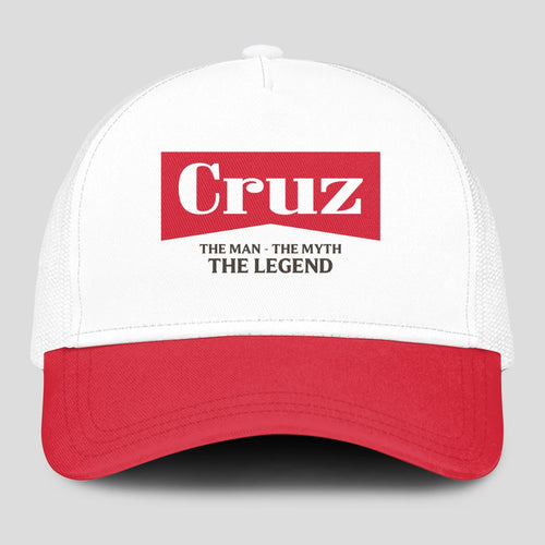 The Man The Myth The Legend Red And White Mesh Cap CRUZ 13K1 C197PF