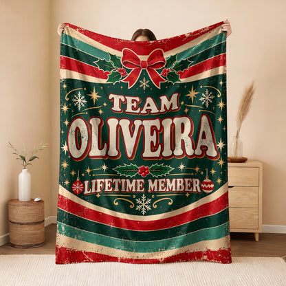 Team Your Name Lifetime Member Christmas Fleece Blanket OLIVEIRA 13K1 BK52