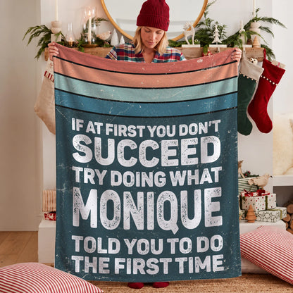 If At First You Don’t Succeed Retro Green Fleece Blanket MONIQUE 13K1 BK29