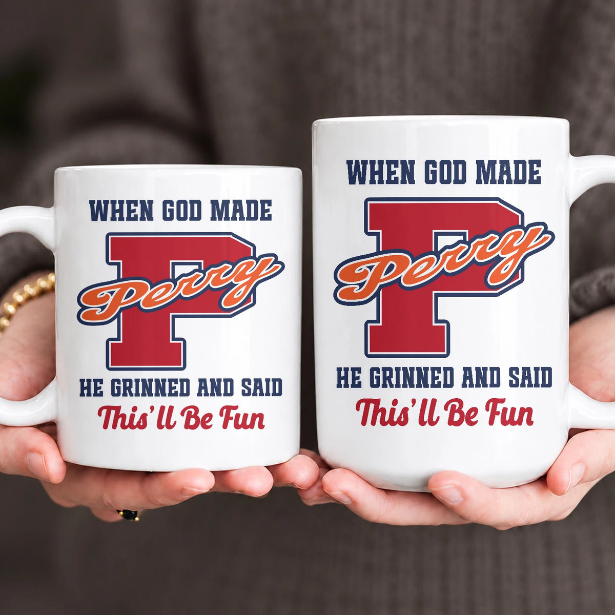 When God Made Your Name Personalized Baseball Mug PERRY 13K1 MG07