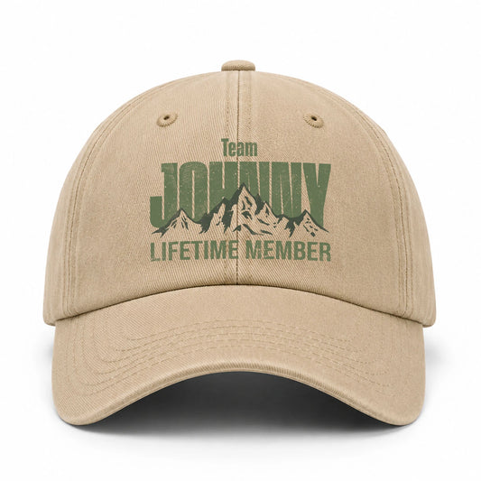 Team Your Name Lifetime Member Mountain Cap JOHNNY 13K1 C58PF