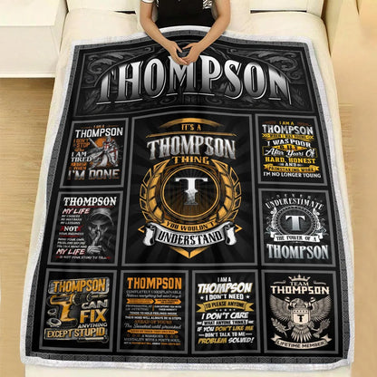 THOMPSON Personalized Blanket | Custom Name Cozy Throw Gift 13K1-BK2