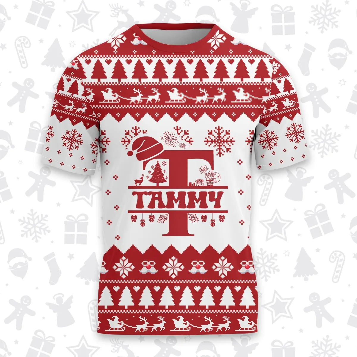 TAMMY Personalized Christmas T-Shirt Pajama Set - Holiday Gift Outfit 13K1-CR2