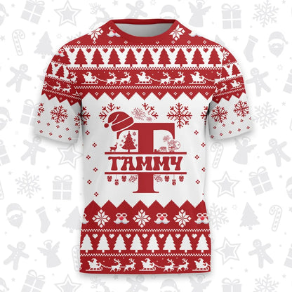 TAMMY Personalized Christmas T-Shirt Pajama Set - Holiday Gift Outfit 13K1-CR2