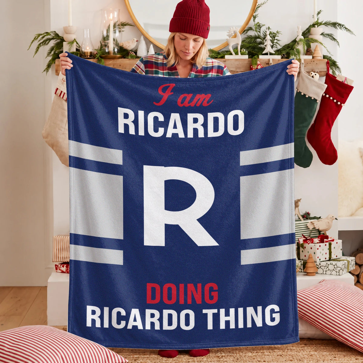 I'm Name Doing Name Things Navy Fleece Blanket RICARDO 13K1 BK51