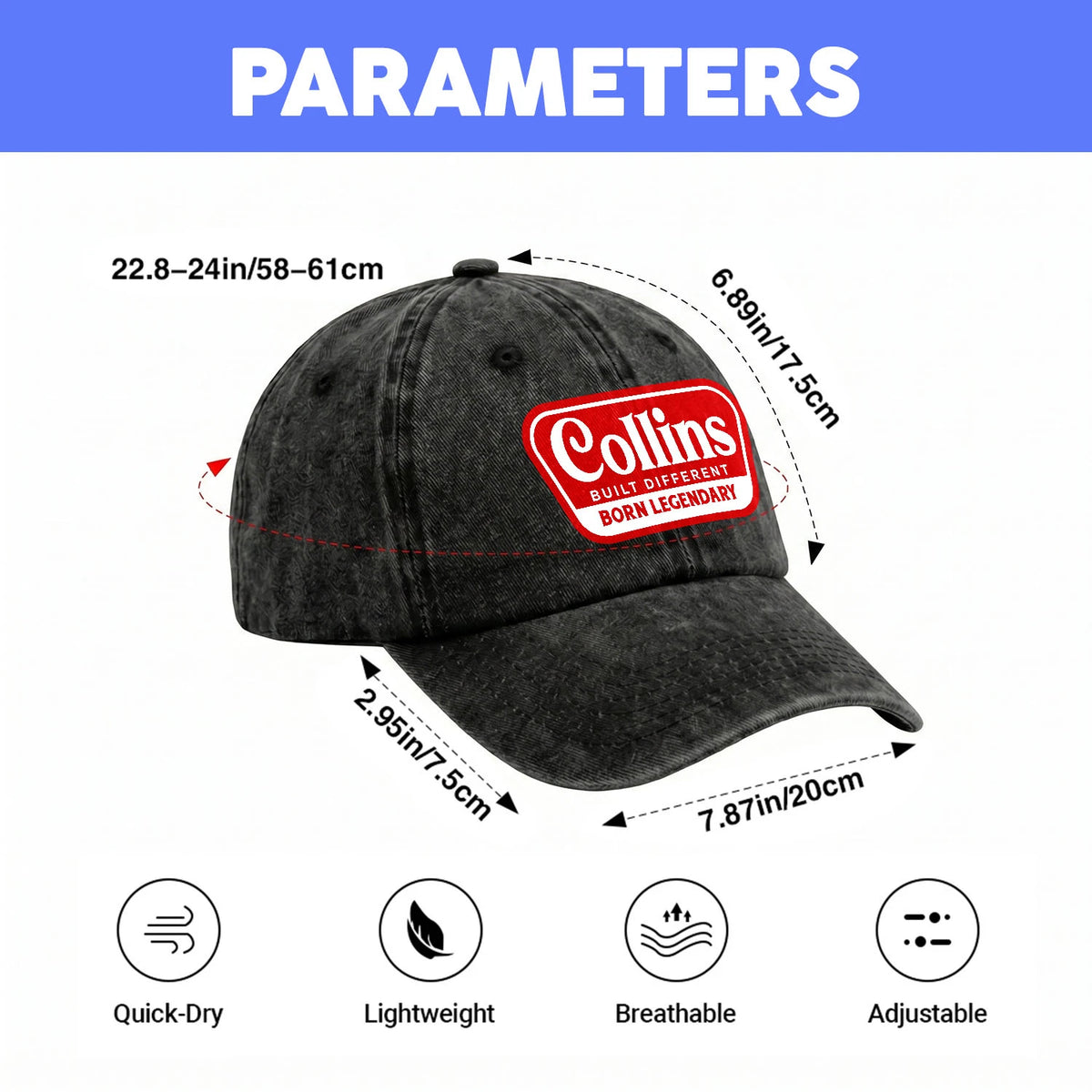 Built Different Born Legendary Red Logo Washed Cap COLLINS 13K1 C63PF