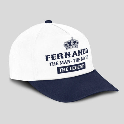 The Man The Myth The Legend King Crown Blue And White Cap FERNANDO 13K1 C147PF