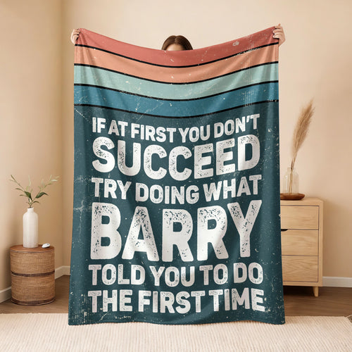 If At First You Don’t Succeed Retro Green Fleece Blanket BARRY 13K1 BK29
