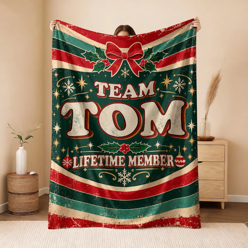 Team Your Name Lifetime Member Christmas Fleece Blanket TOM 13K1 BK52