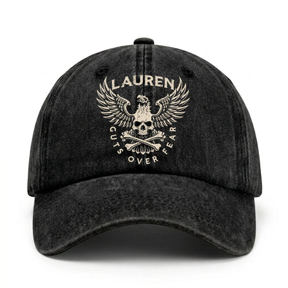 Your Name Guts Over Fear With Eagle And Skull Washed Cap LAUREN 13K1 C75PF