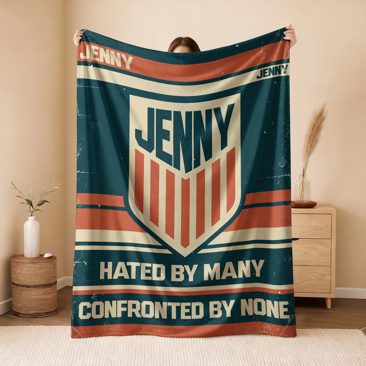 Hated By Many Confronted By None Retro Fleece Blanket JENNY 13K1 BK58