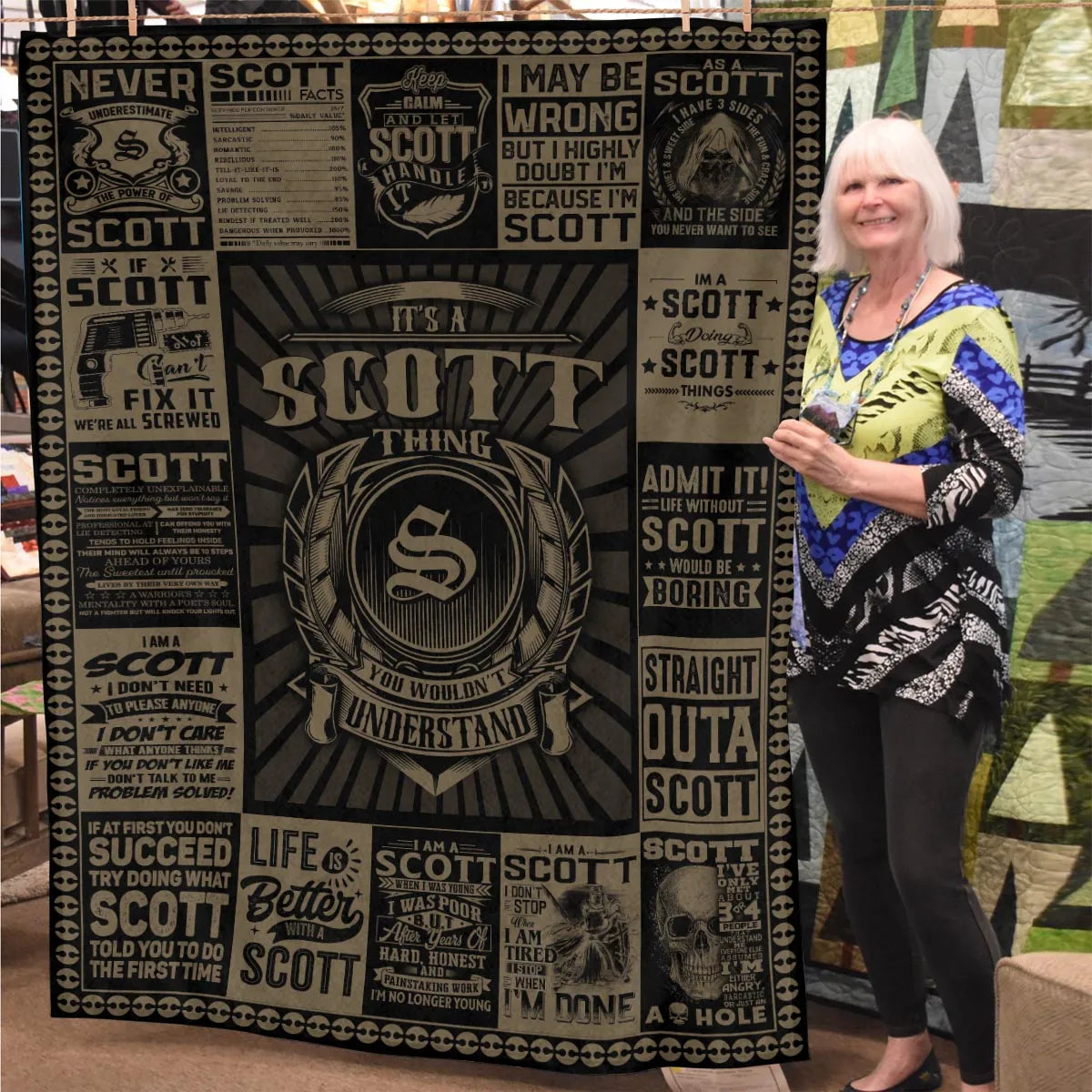 SCOTT Personalized Blanket | Custom Name Cozy Throw Gift 13K1-BK3
