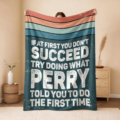 If At First You Don’t Succeed Retro Green Fleece Blanket PERRY 13K1 BK29
