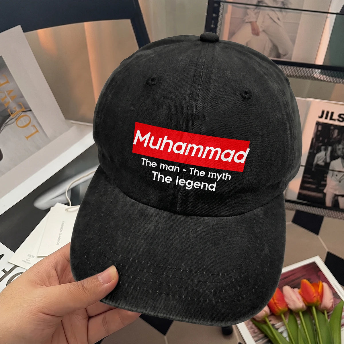 Your Name The Man The Myth The Legend Red Logo Washed Cap MUHAMMAD 13K1 C130PF