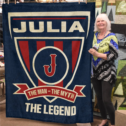 The Man The Myth The Legend Blue Burgundy Baseball Blanket JULIA 13K1 BK18