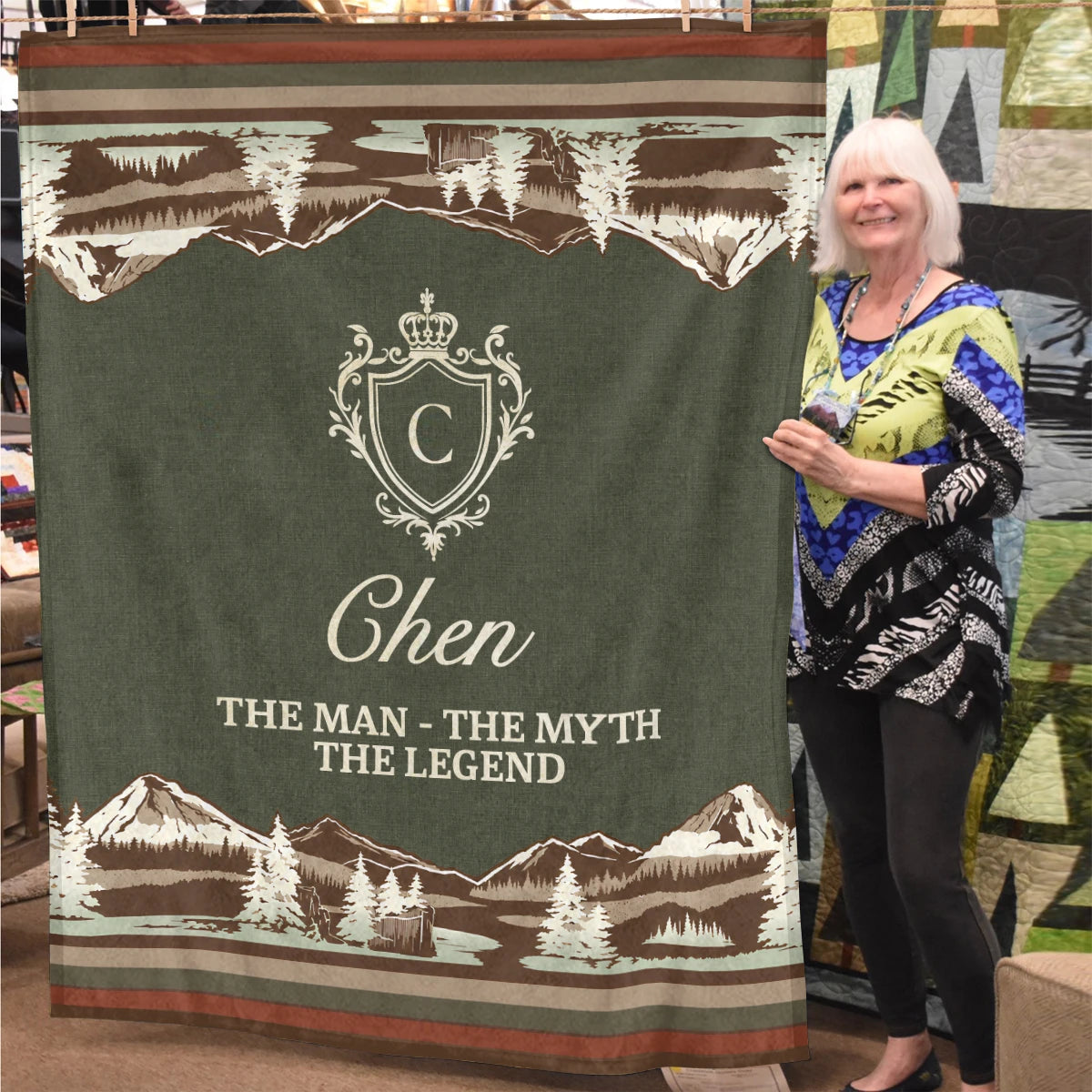 The Man The Myth The Legend Deer In Forest Brown Fleece Blanket CHEN 13K1 BK10