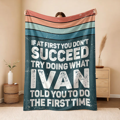 If At First You Don’t Succeed Retro Green Fleece Blanket IVAN 13K1 BK29