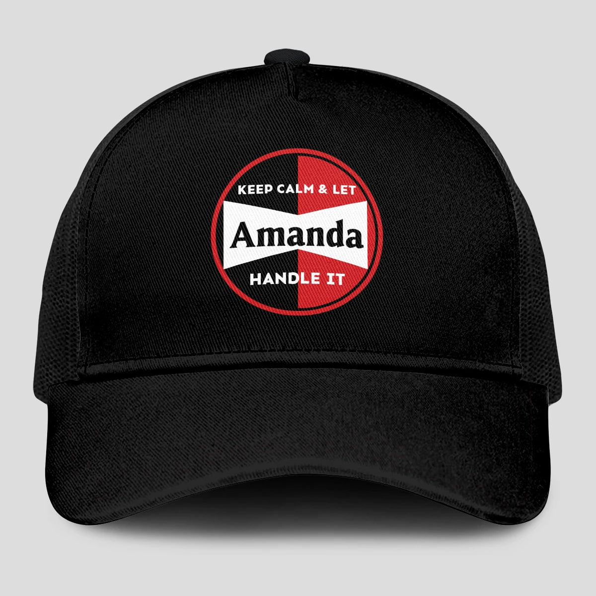 Keep Calm & Let Your Name Handle It Black Mesh Cap AMANDA 13K1 C206PF