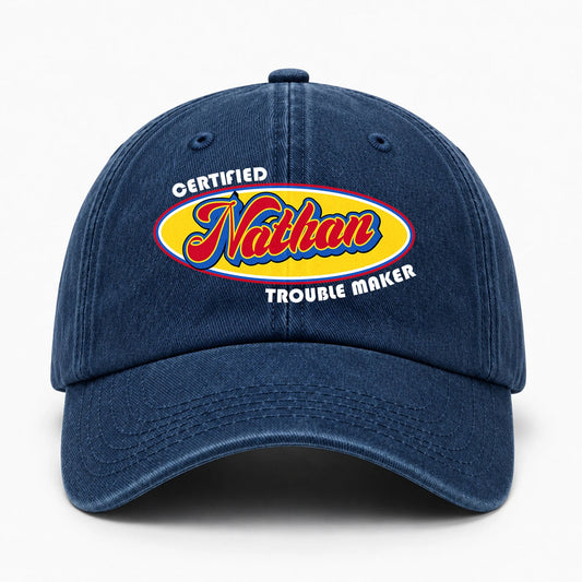 Certified Your Name Trouble Maker Washed Cap NATHAN 13K1 C73PF