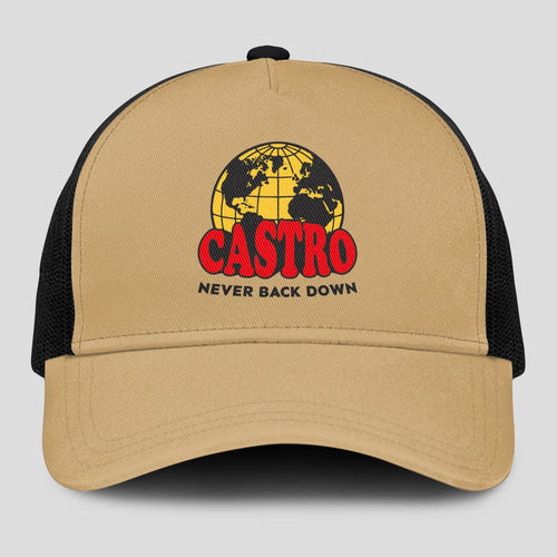 Never Back Down World Logo Khaki Mesh Cap CASTRO 13K1 C212PF