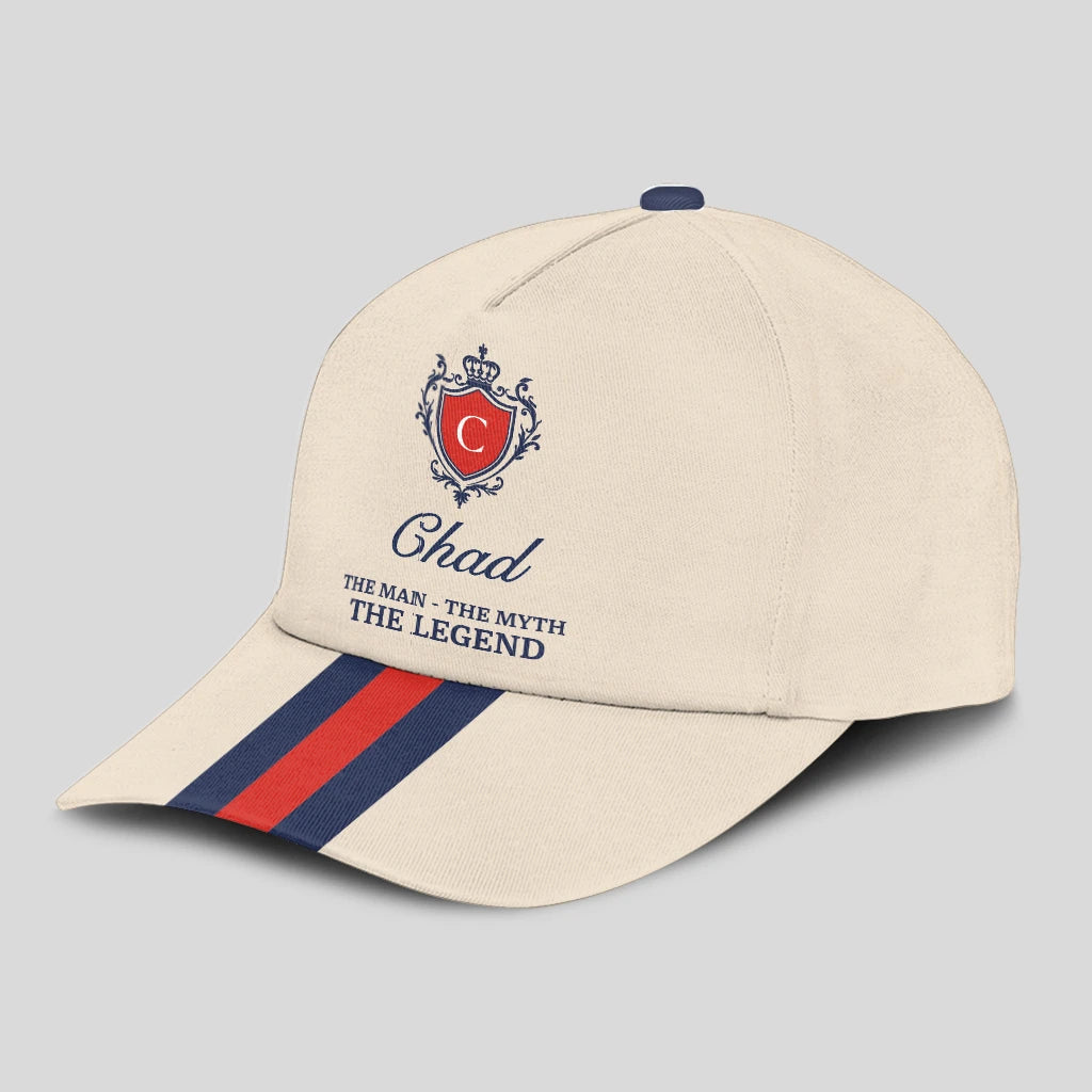 The Man The Myth The Legend Blue And Red Striped Cap CHAD 13K1 C117PF