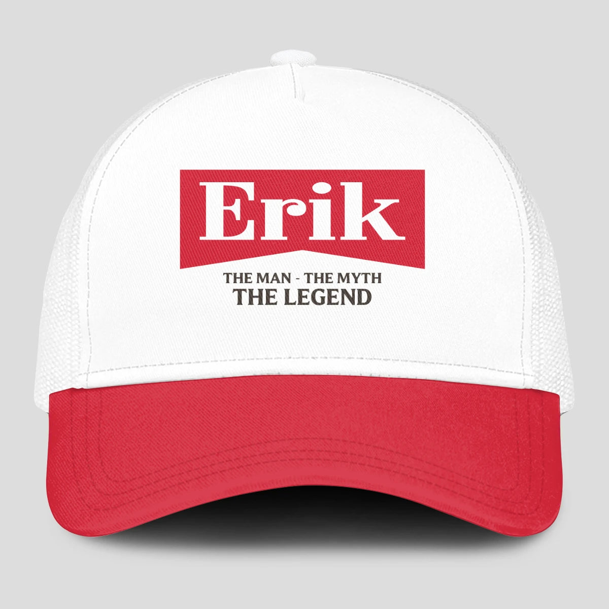 The Man The Myth The Legend Red And White Mesh Cap ERIK 13K1 C197PF